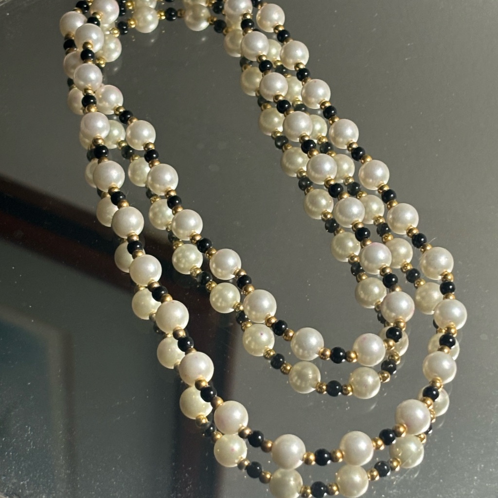 Blue And White Pearl Necklace